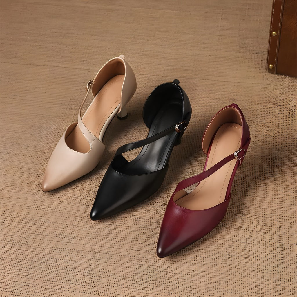 Avena | Crossover Strap Kitten Heels