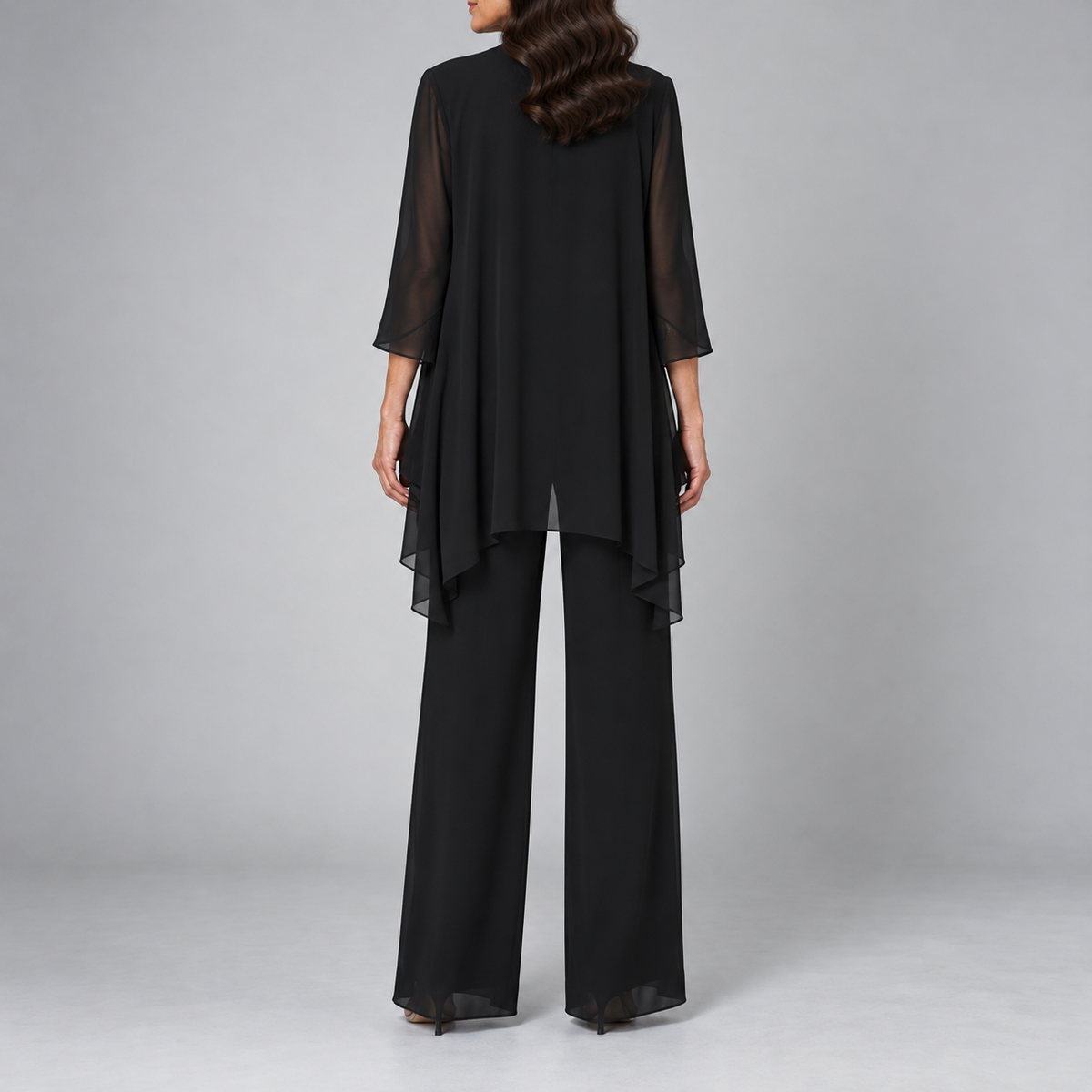 Alice Three-Piece Chiffon Set - Black back