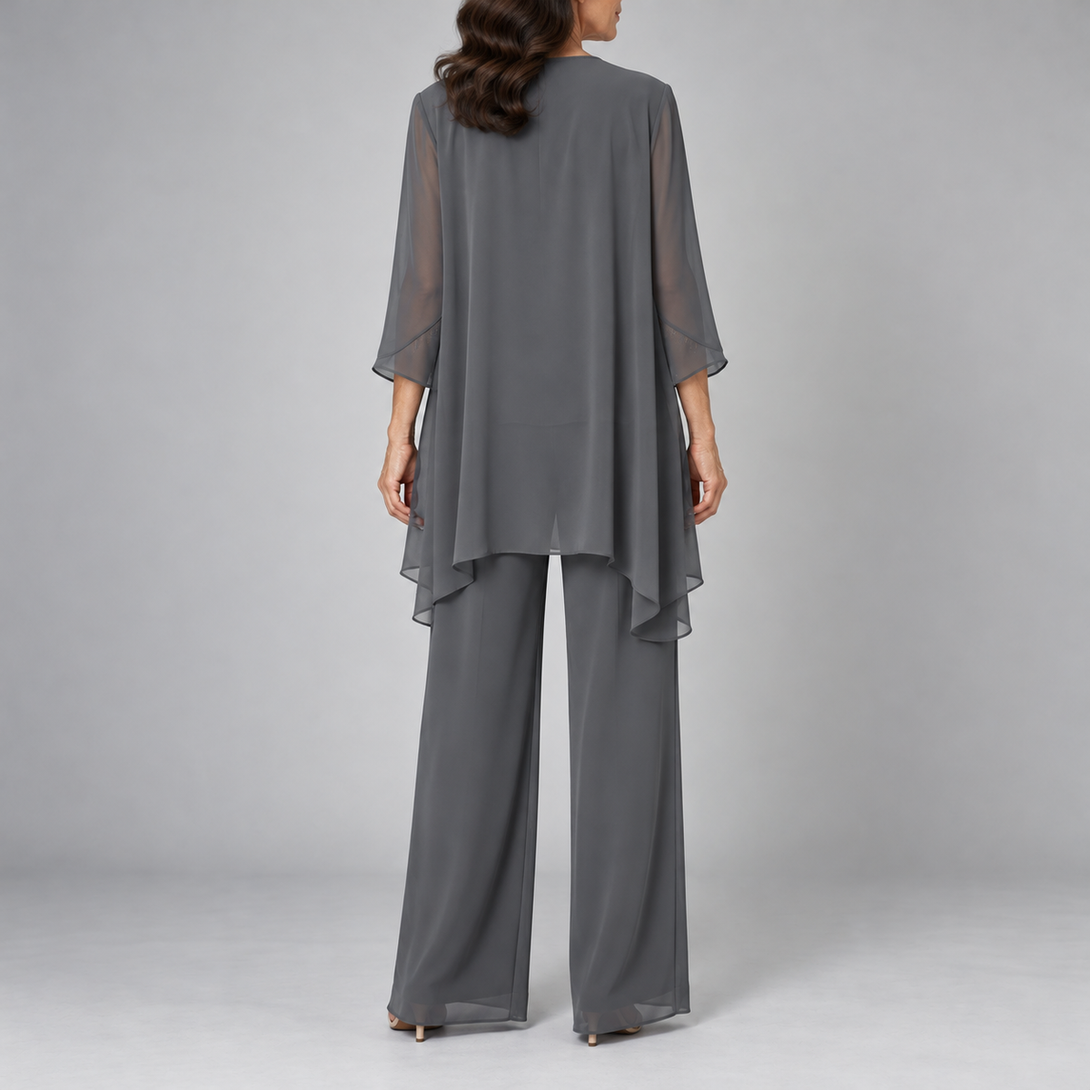 Alice Three-Piece Chiffon Set - Grey back