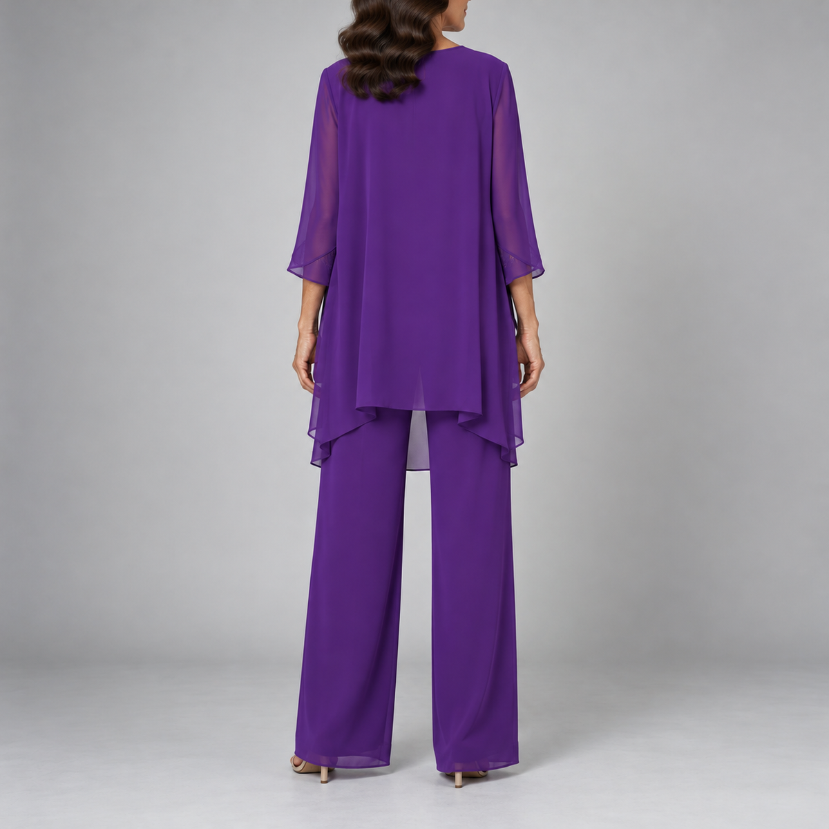 Alice Three-Piece Chiffon Set - Purple back