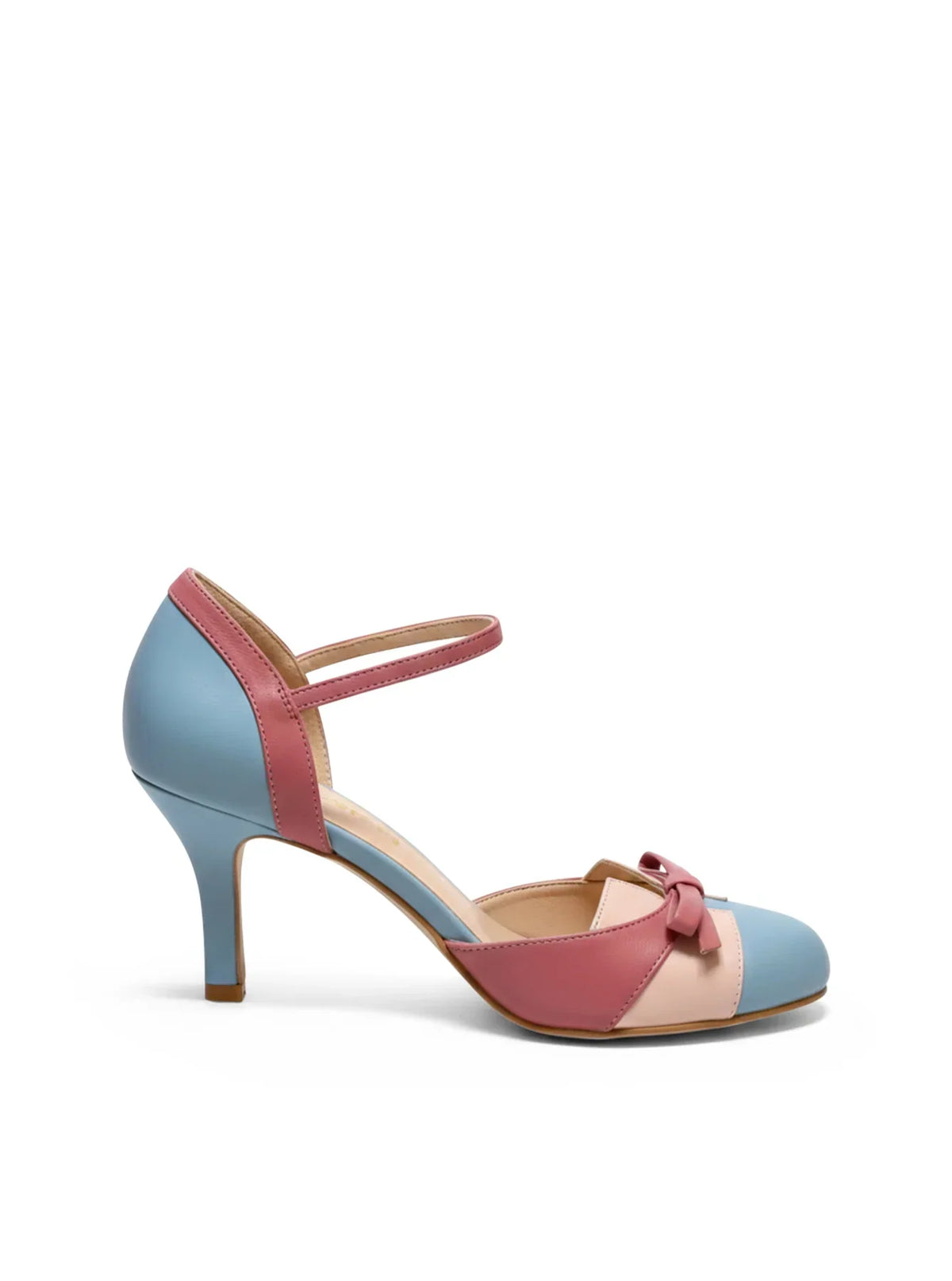 Berenice women's two-tone bow ankle-strap heels