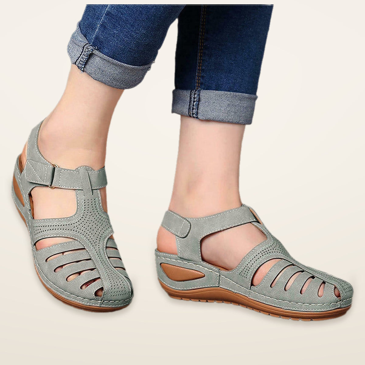 Sharon Women's Orthopaedic Closed-Toe Cut-Out Wedge Sandals