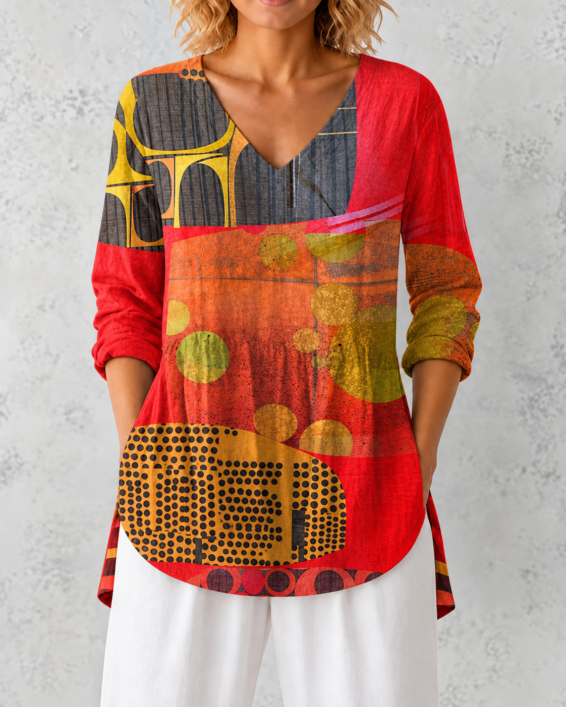 Lucie | Long Blouse with V-Neck