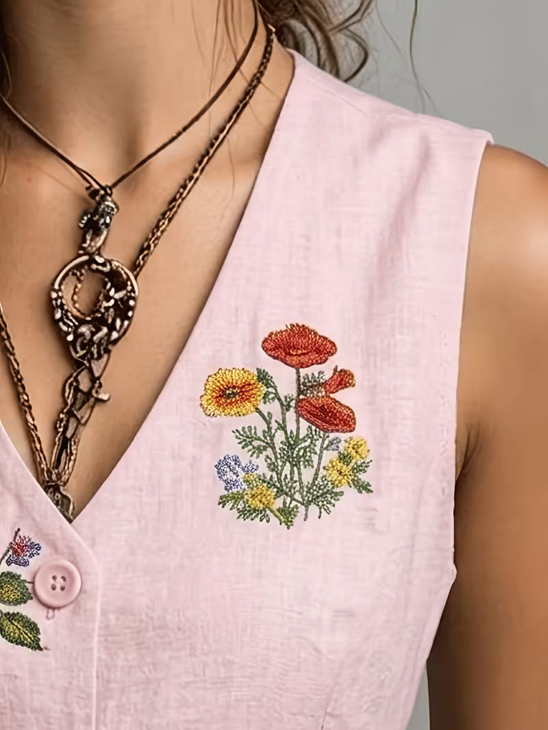 Zarelle | Embroidered Open-Front Gilet.