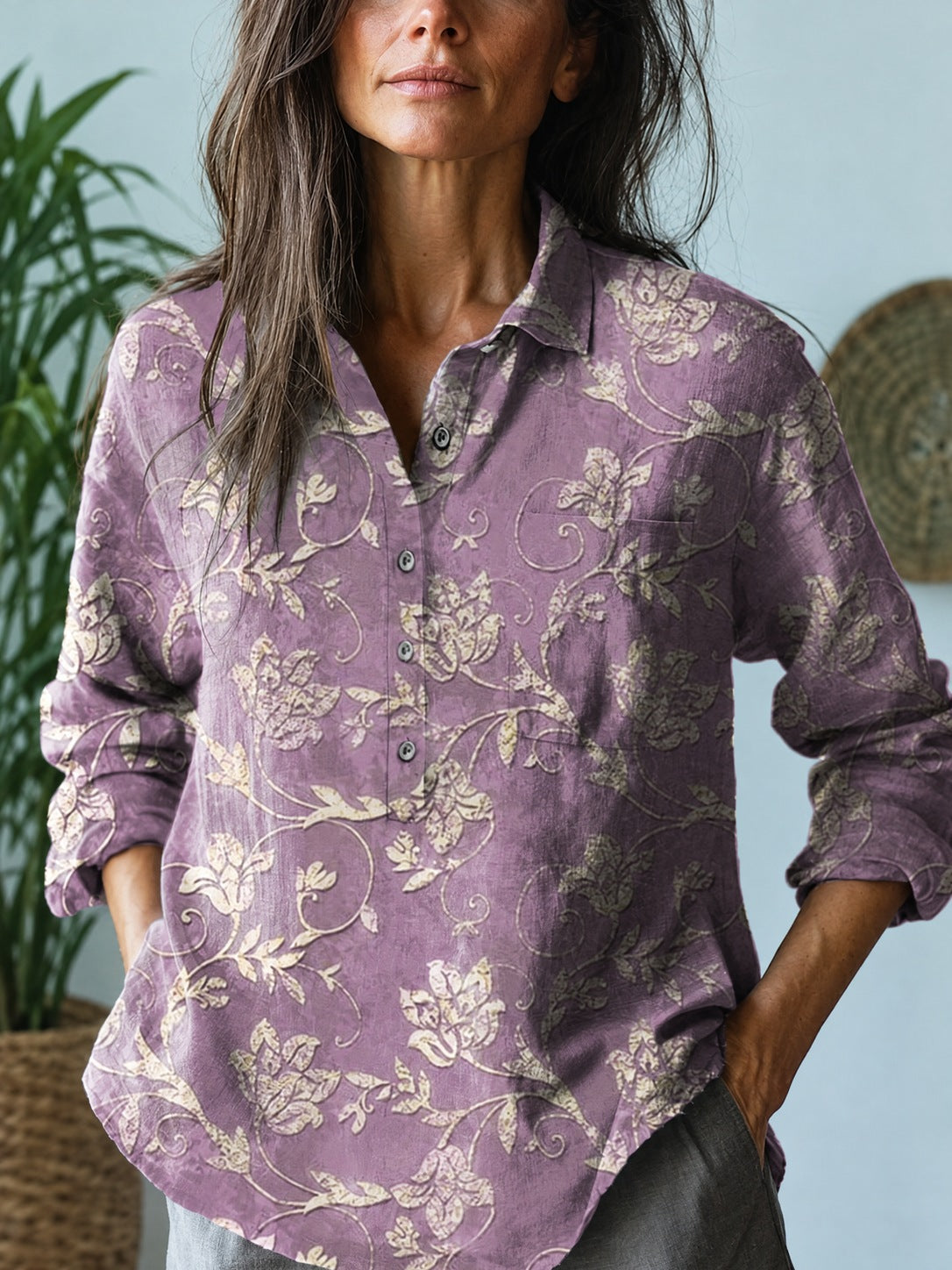 Gaynor – Lilac Floral Print Lightweight Blouse