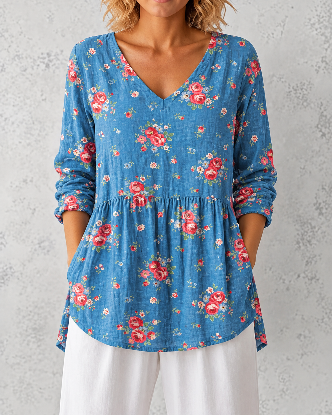 Melanie | Long Blouse with V-Neck