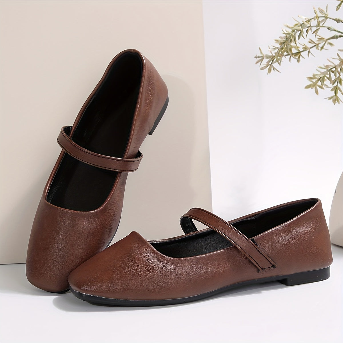 Valmai Square-Toe Mary Jane Flats