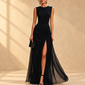 Arlette | Women's High-Waist Chiffon Slit Maxi Dress