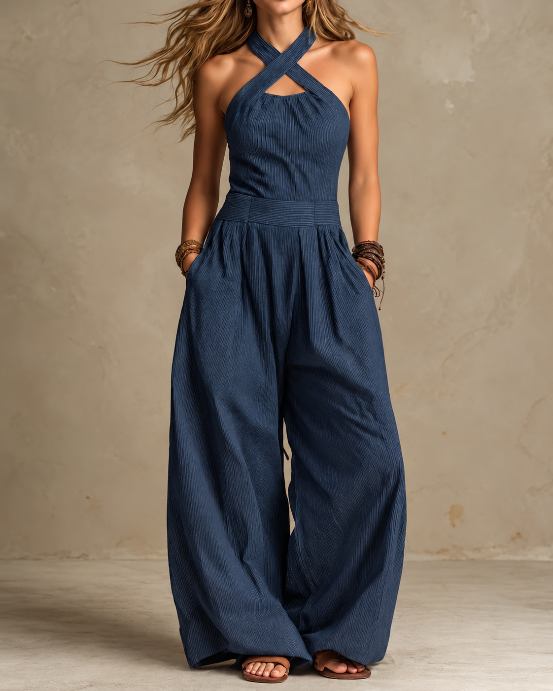 Bianca | Jumpsuit with an Elegant Cross Neckline