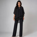 Lenore | Women's Keyhole Layered Chiffon Two-Piece Trouser Set