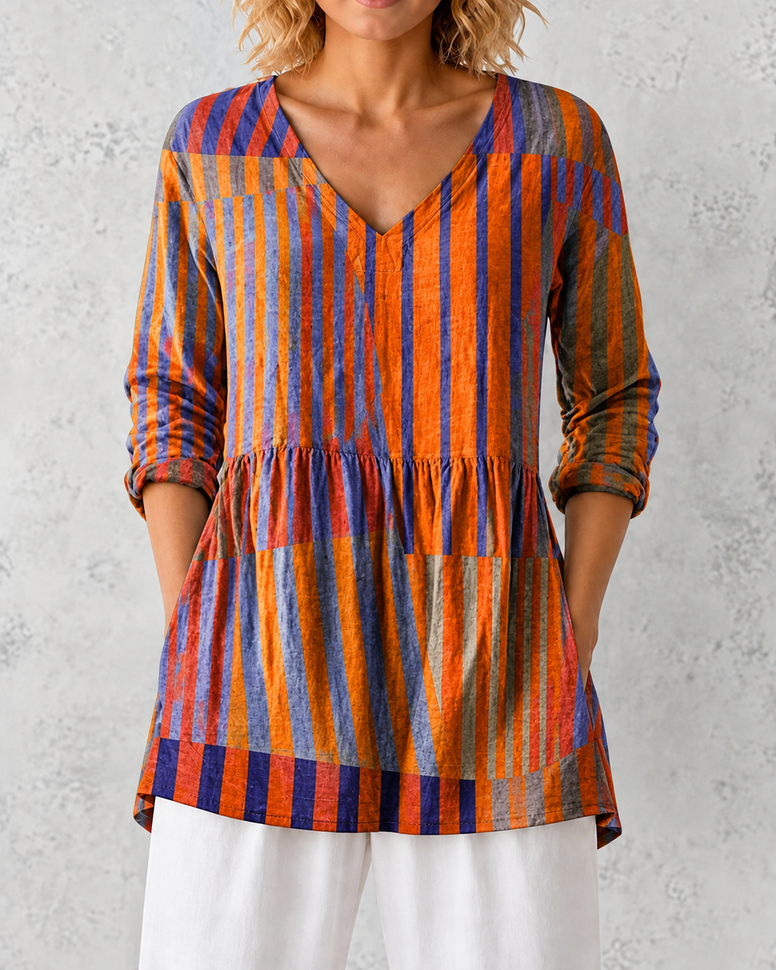 Nadia | Long Blouse with V-Neck