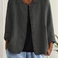 Avril | Women's Charcoal Grey Relaxed Textured Button-Front Blouse