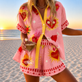 Jennifer | Women's Flaming Heart Print Two-Piece Shorts Set