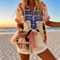 Ilona | Women's Botanical Hands Print Two-Piece Shorts Set