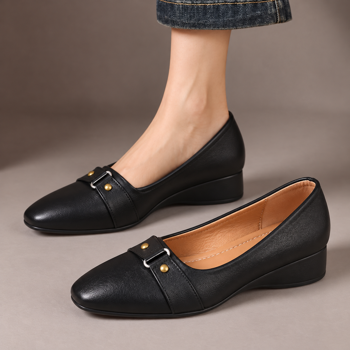 Avis Buckle Detail Wedge Loafers