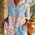 Bryony | Women's Patchwork Floral Longline Button-Down Shirt