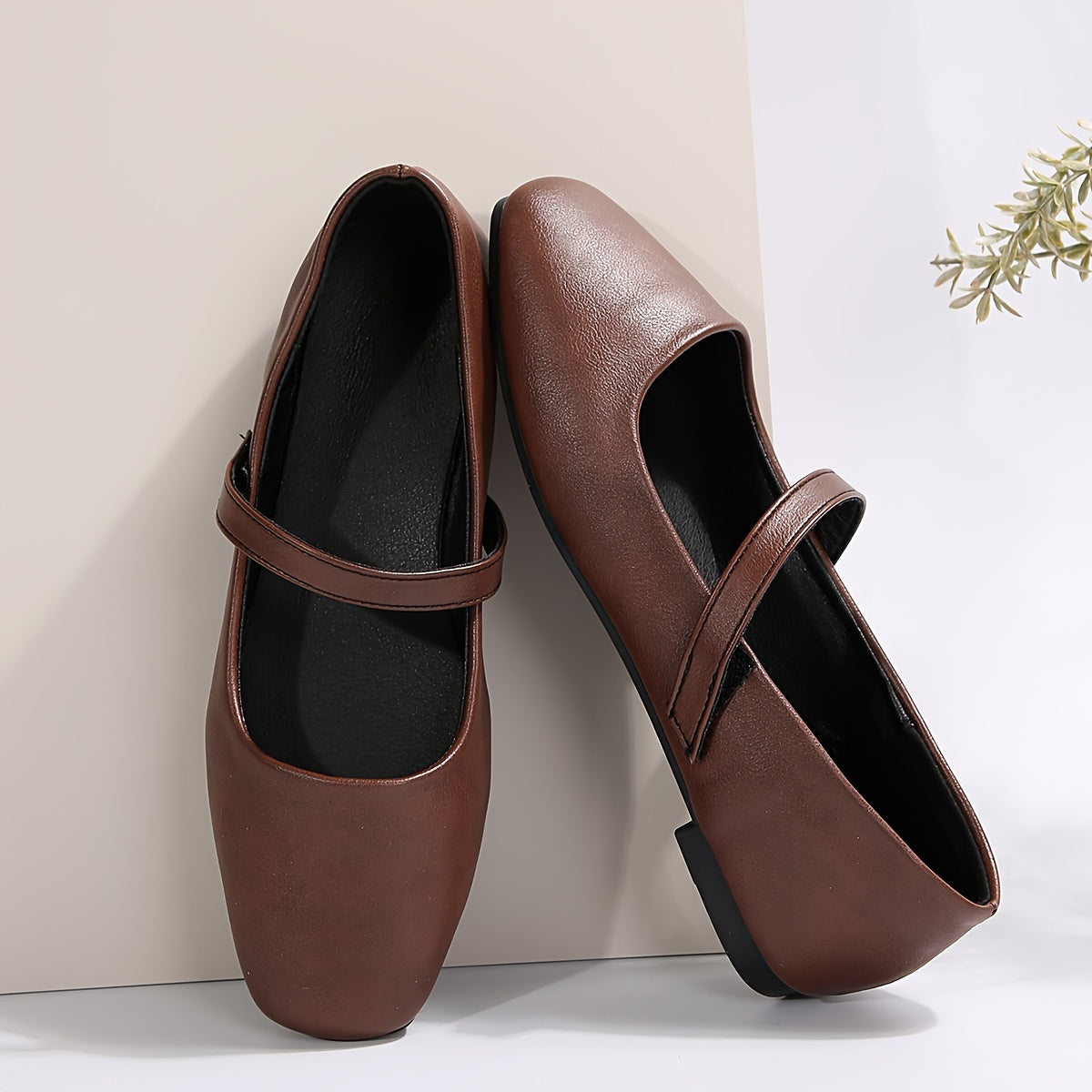 Valmai Square-Toe Mary Jane Flats