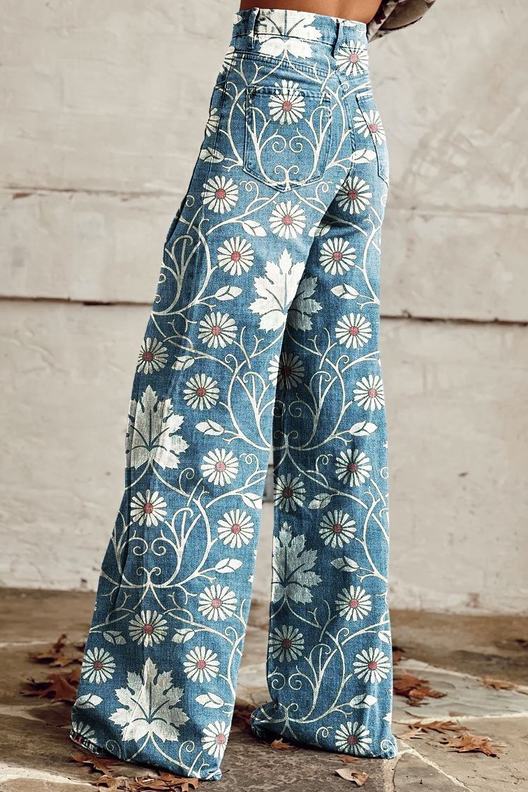 Veronique – Women's Boho Paisley Wide-Leg Trousers
