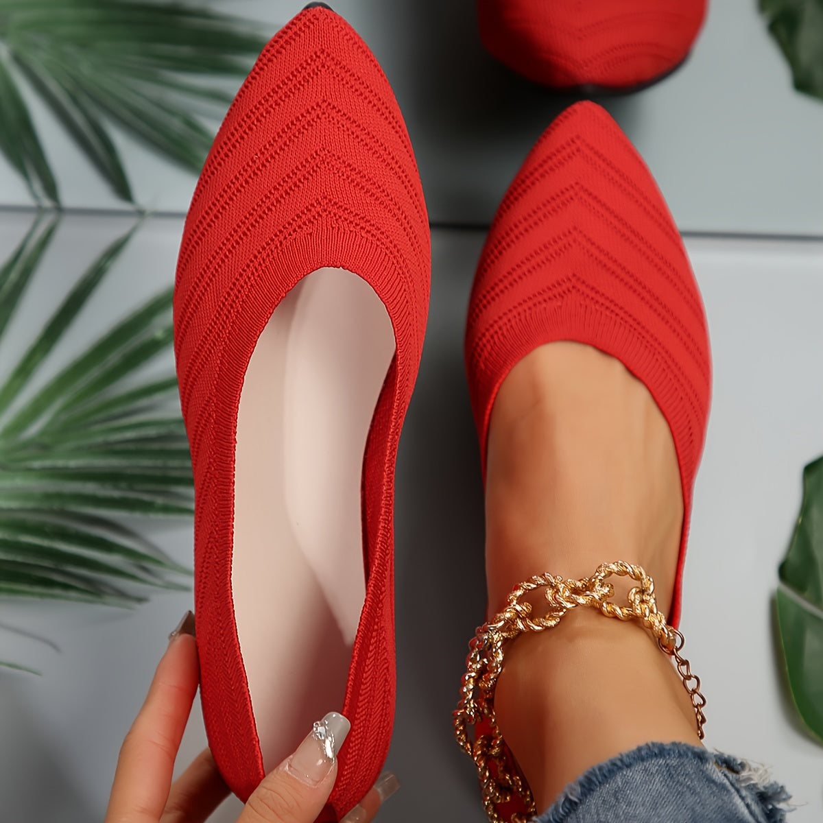 Virginia – Orthopaedic Pointed Knit Ballet Flats