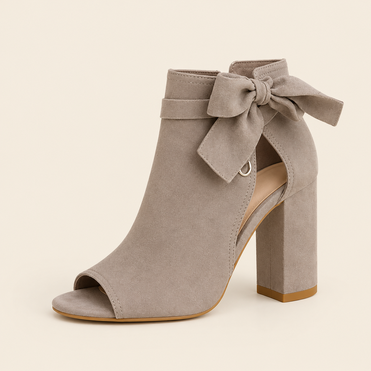 Katherine women's suede bow peep-toe block-heel booties