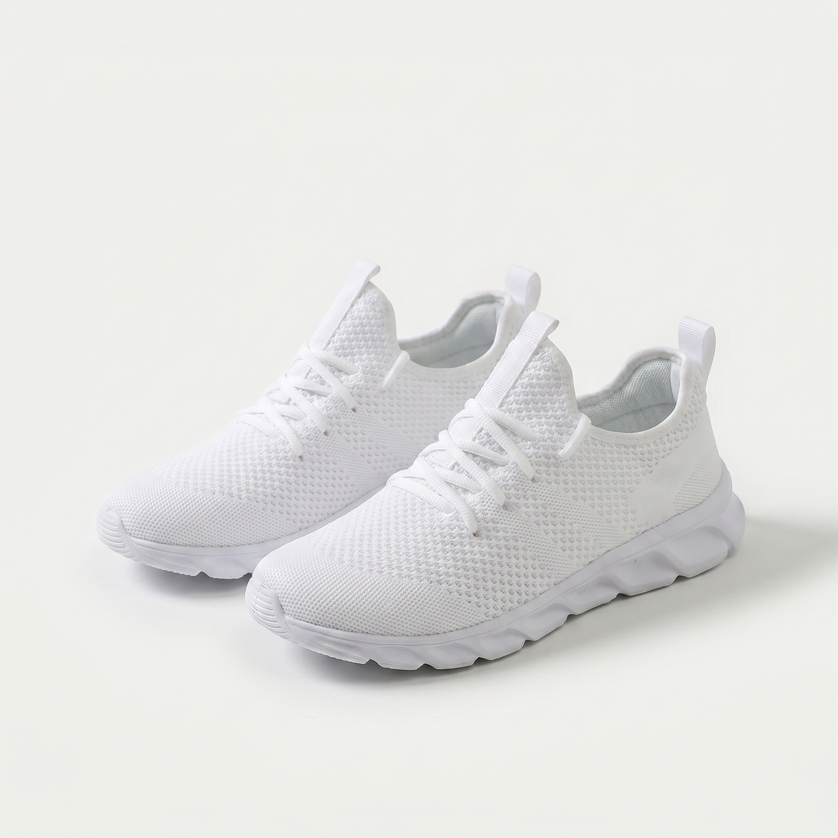 Annabelle – White Orthopaedic Lightweight Knit Lace-Up Sneakers