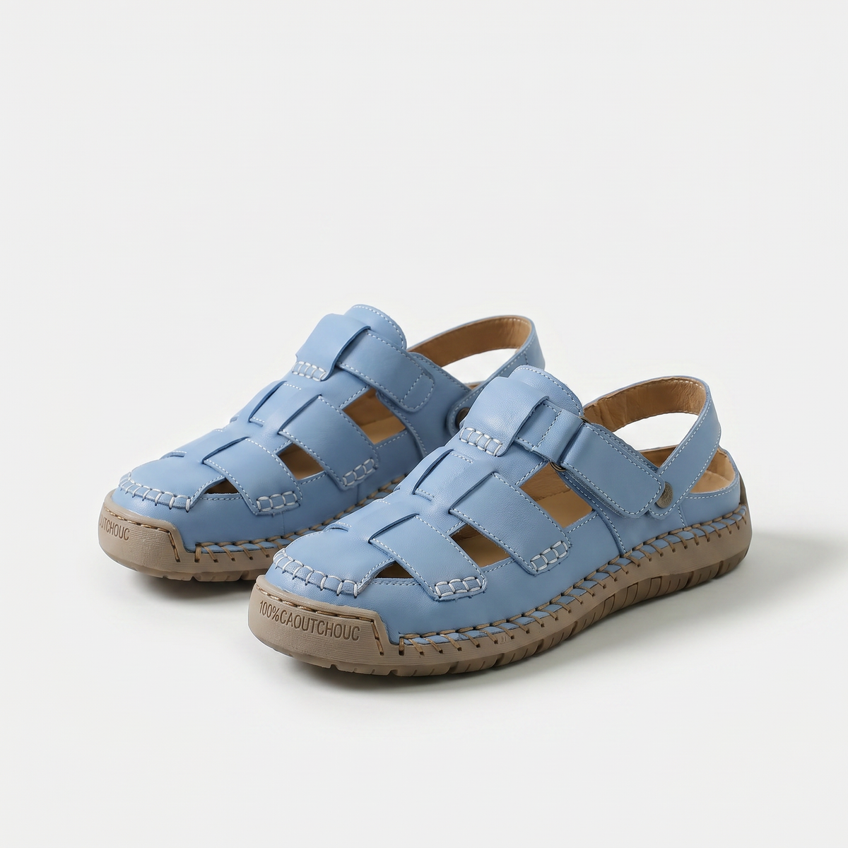 Rhonda – Sky Blue Orthopaedic Closed-Toe Fisherman Sandals