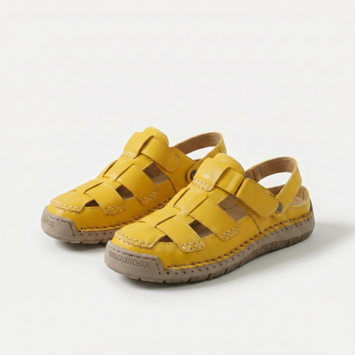 Rhonda – Yellow Orthopaedic Closed-Toe Fisherman Sandals