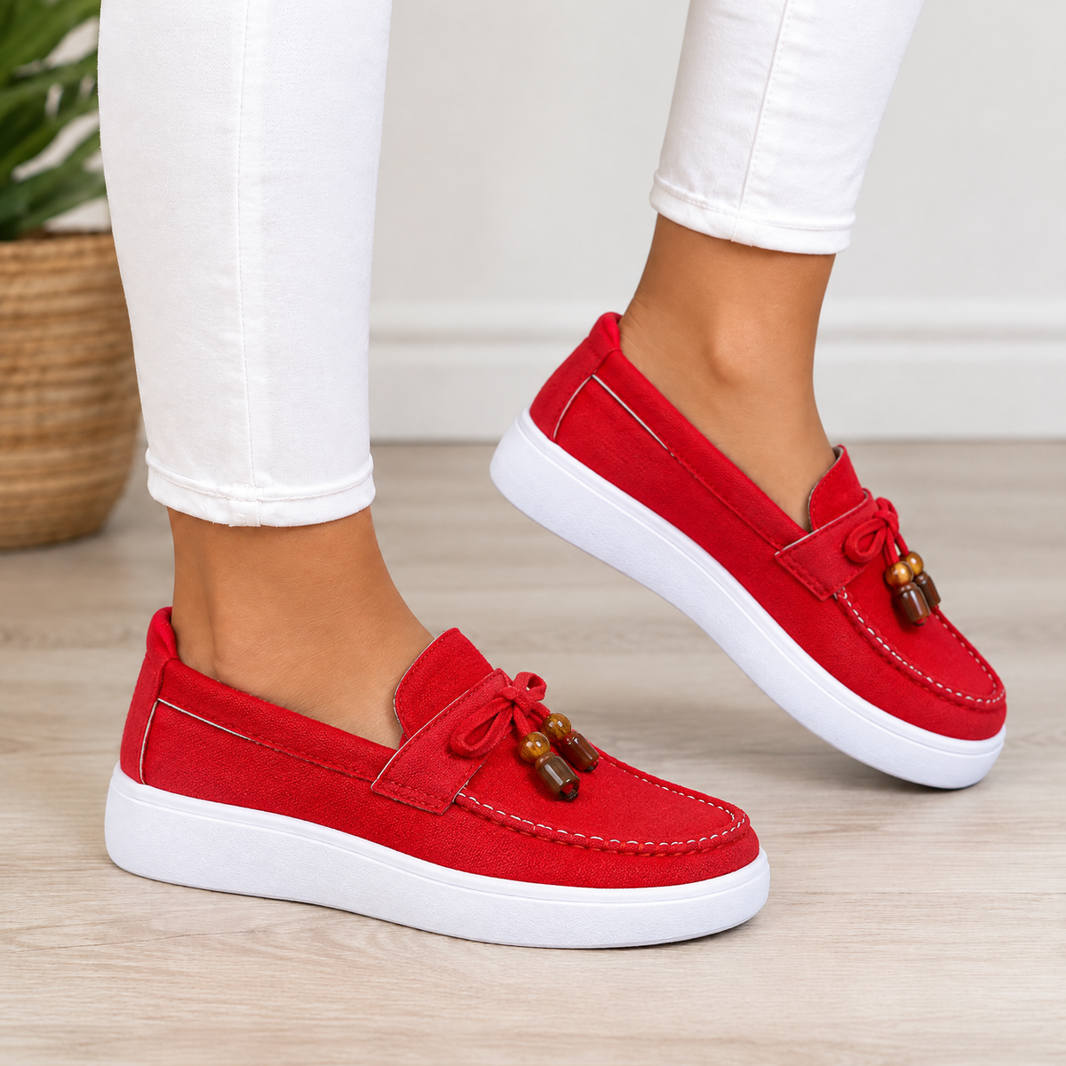 Elise Orthopedic Comfort Loafers - Red