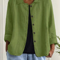 Candice | Women's Moss Green Relaxed Textured Button-Front Blouse