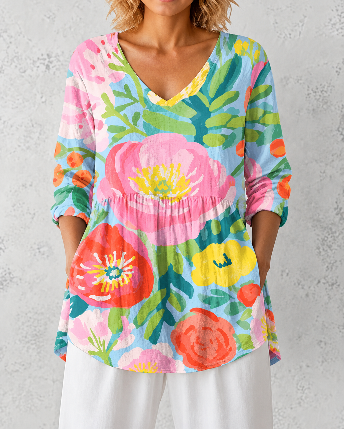 Helene | Long Blouse with V-Neck