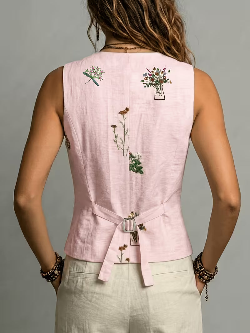 Zarelle | Embroidered Open-Front Gilet.