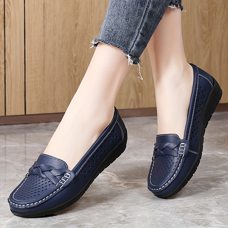 Iona Perforated Comfort Loafers – Navy