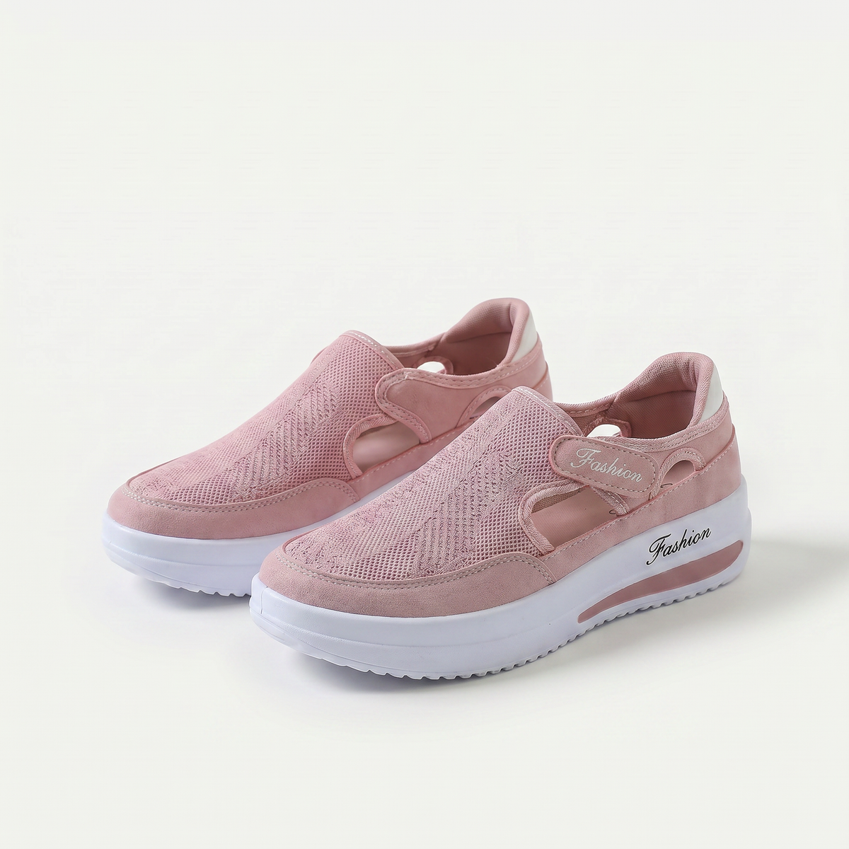 Vanessa – Pink Orthopaedic Platform Slip-On Sneakers
