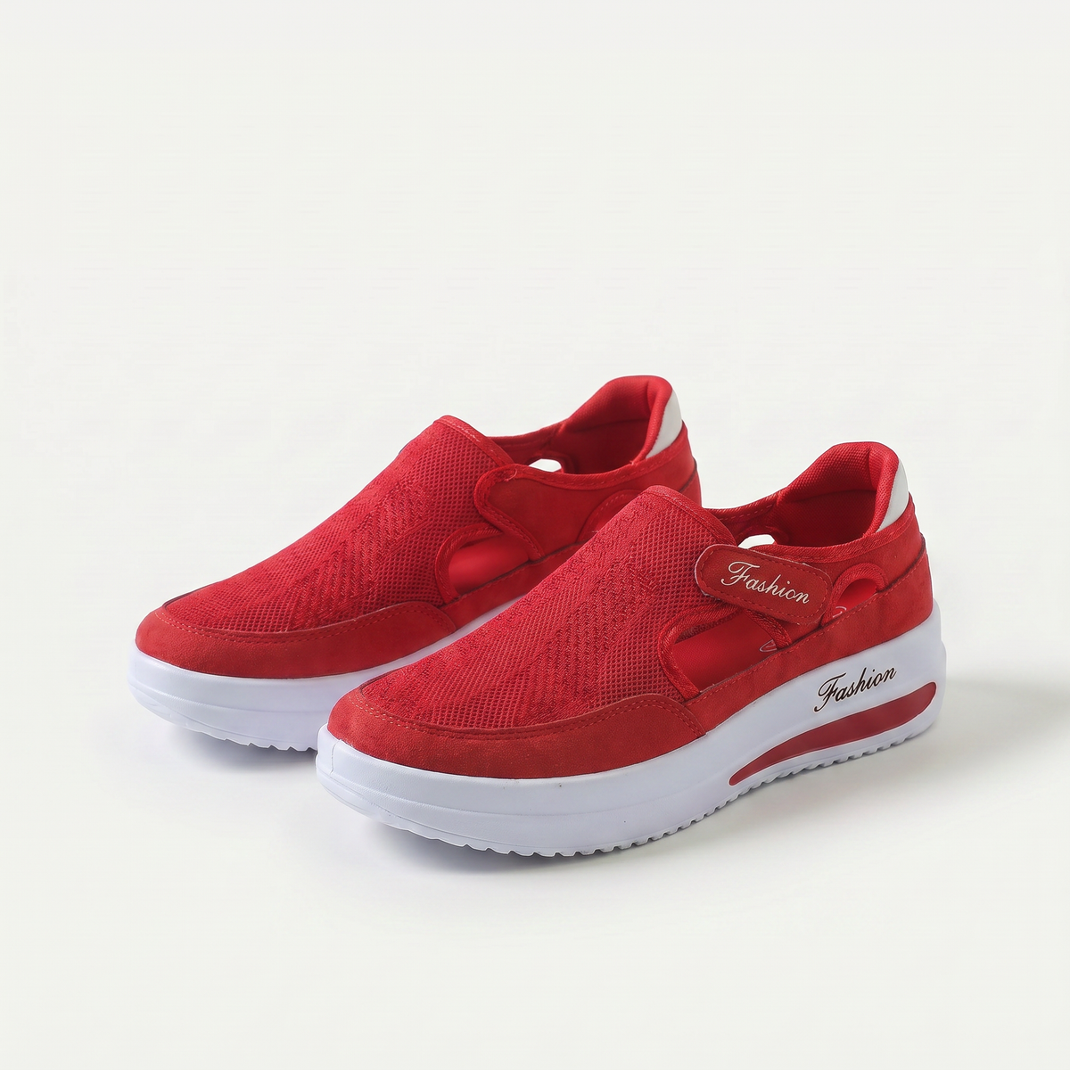 Vanessa – Red Orthopaedic Platform Slip-On Sneakers