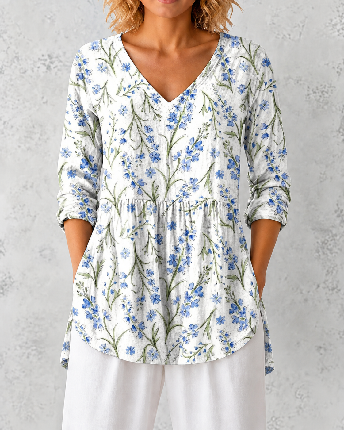 Jeanne | Long Blouse with V-Neck
