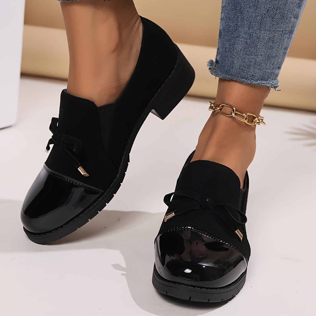 Velma Patent Toe Bow Loafers