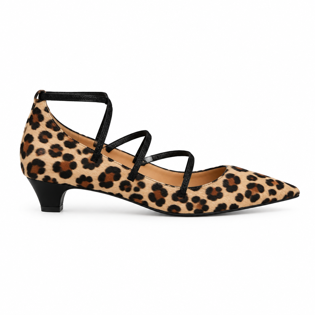 Bridget leopard strap ballet heel