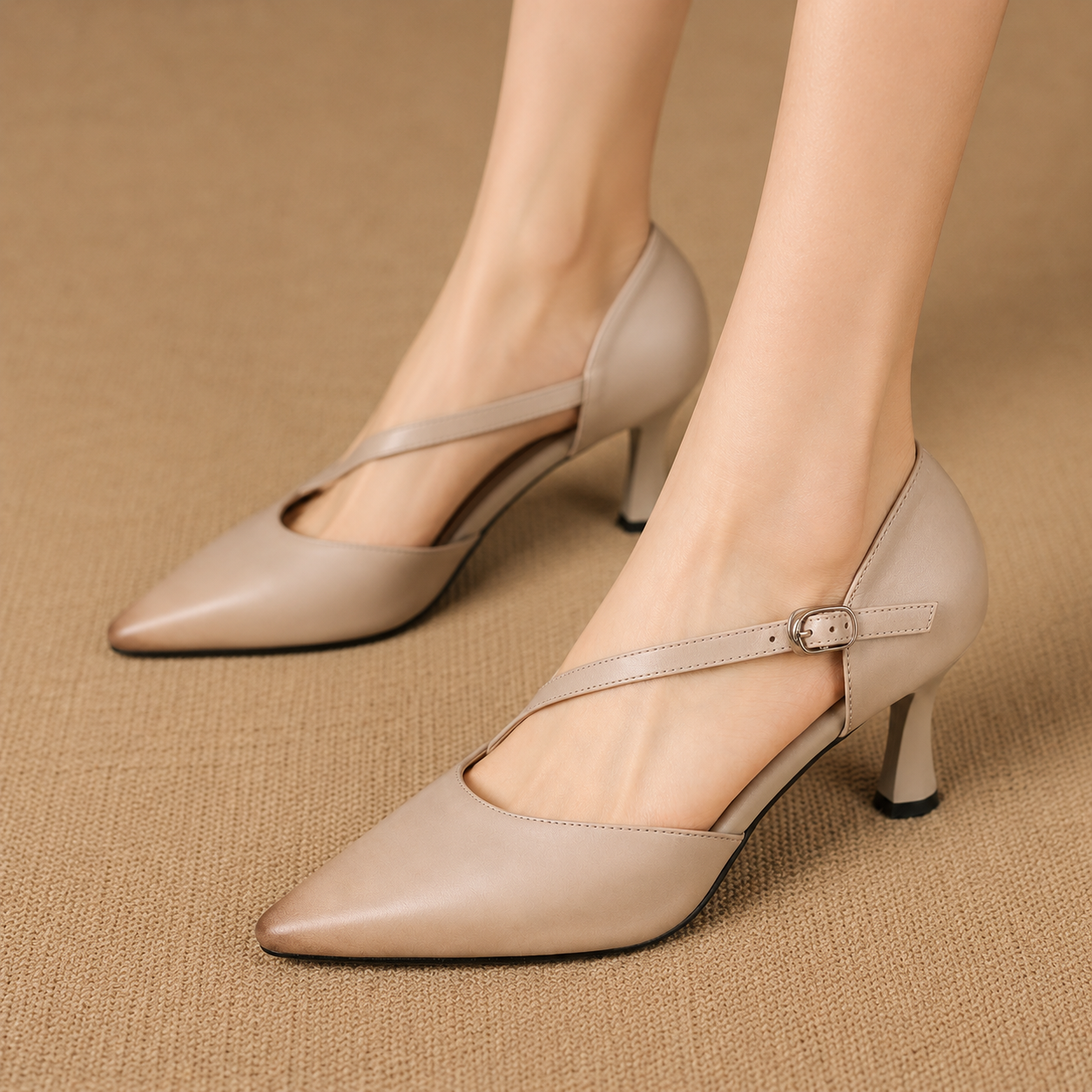 Avena | Crossover Strap Kitten Heels