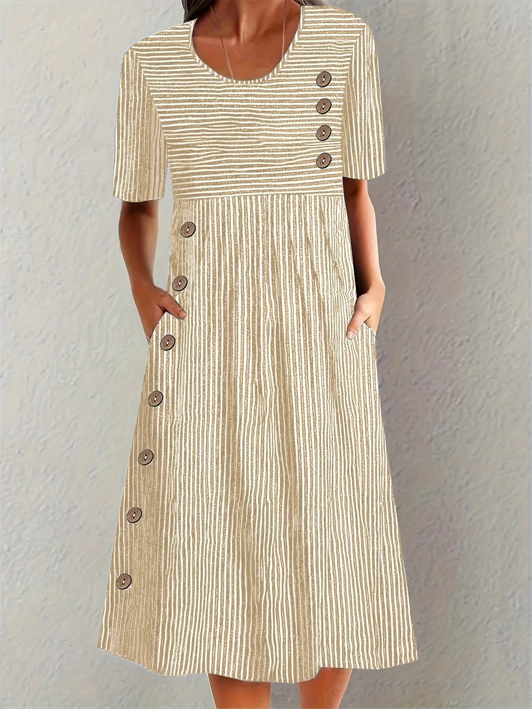 Marielle | Elegant Striped Midi Dress