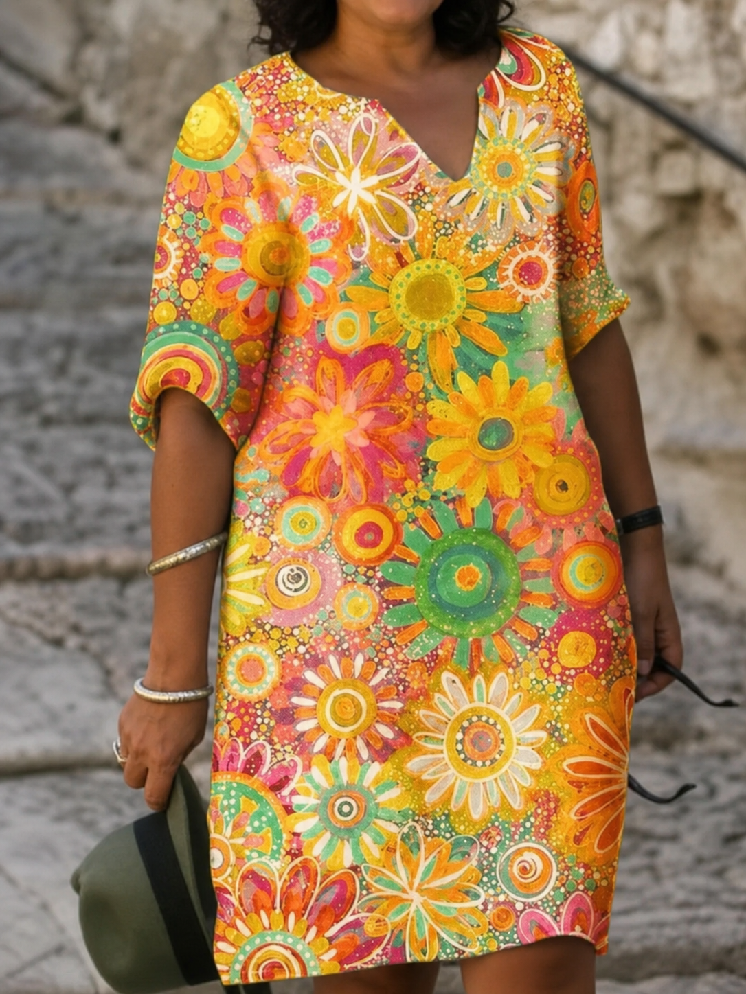 Annabeth vibrant floral midi dress in Yellow