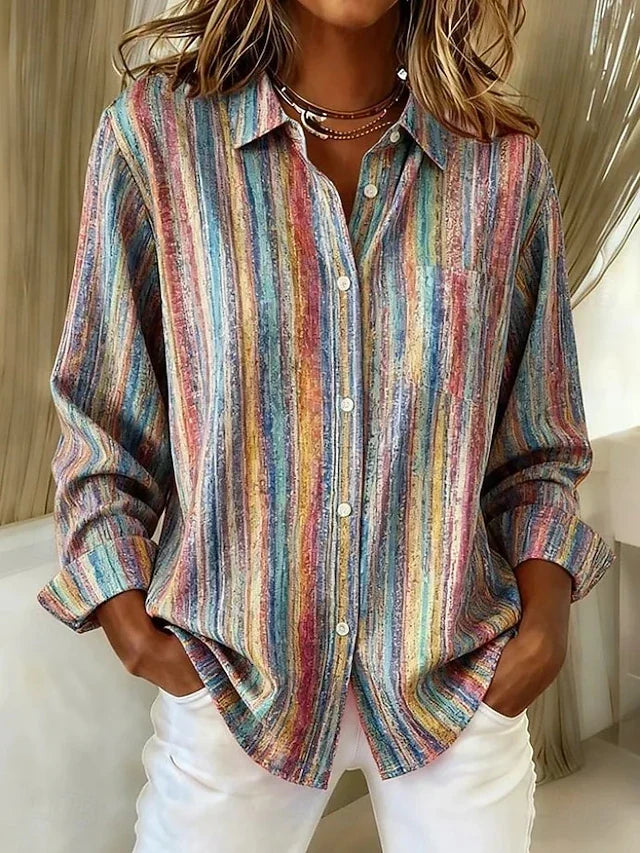 Harlowe Womens Vintage Multicolour Striped Shirt in Multicolour