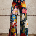Delfina | Women's Bold Floral Wide-Leg Trousers