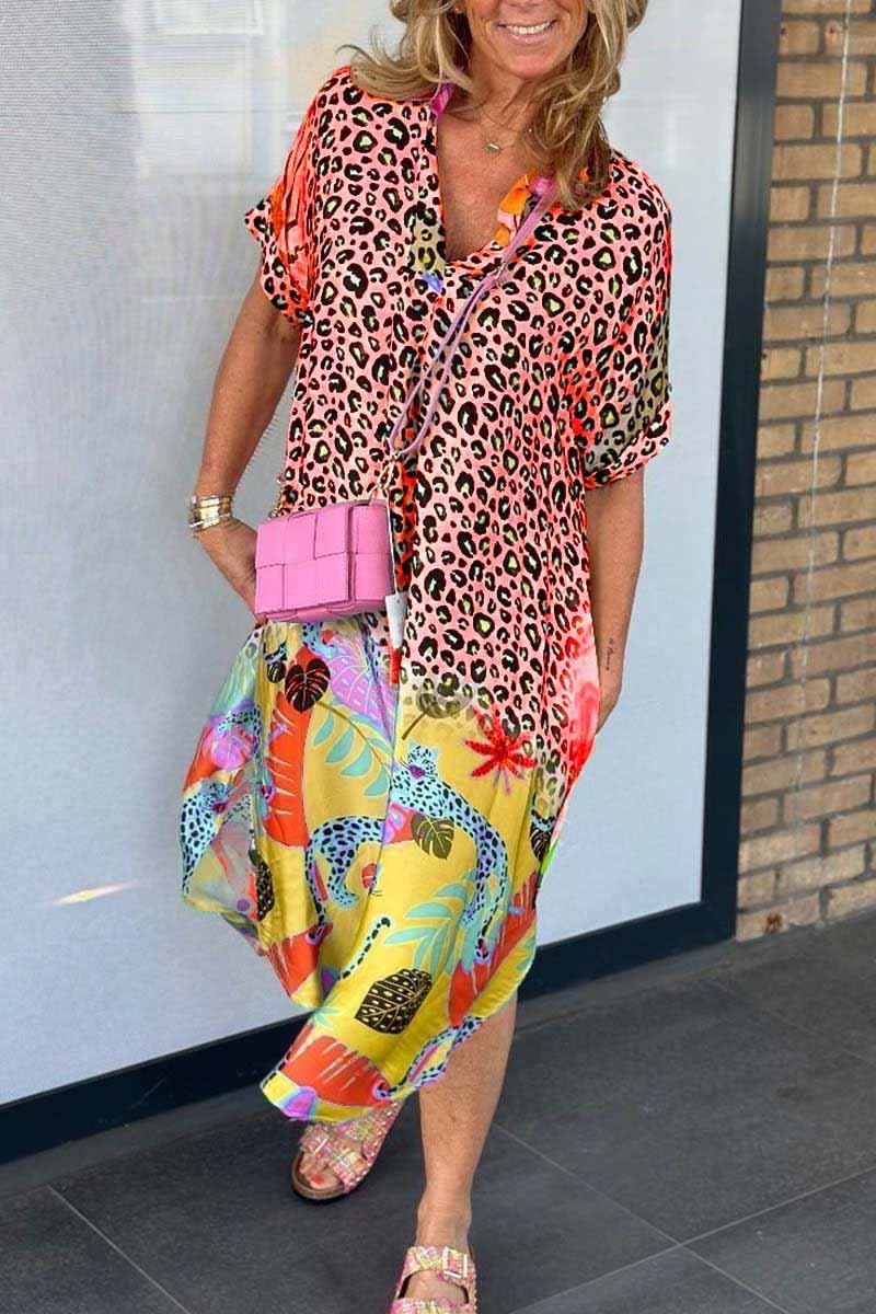 Ingrid | Leopard print dress with V-neckline