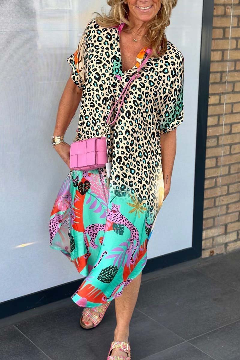 Ingrid | Leopard print dress with V-neckline