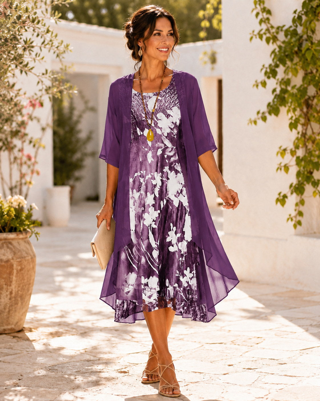 Oliwia | Floral Layered Midi Dress
