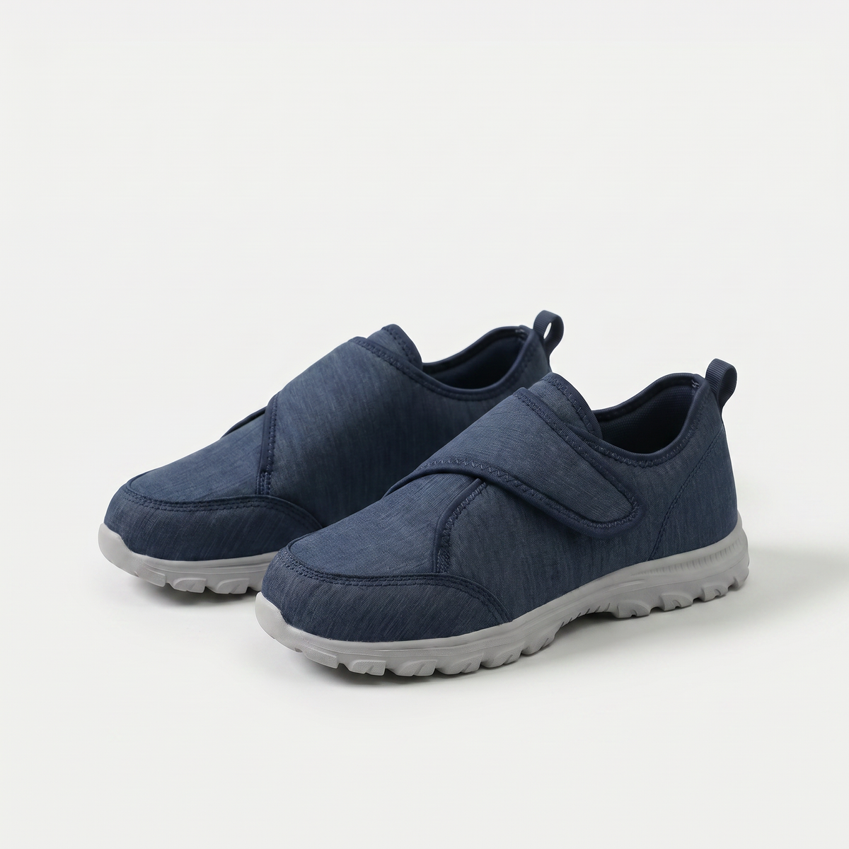 Renee – Navy Blue Orthopaedic Wide-Fit Hook-and-Loop Shoes