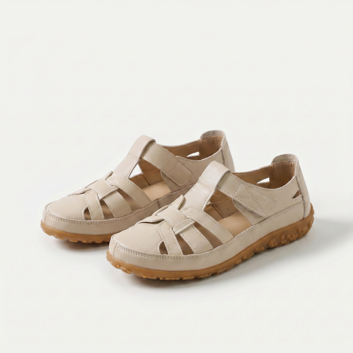 Phyllis – Beige Orthopaedic Woven Strap Comfort Sandals
