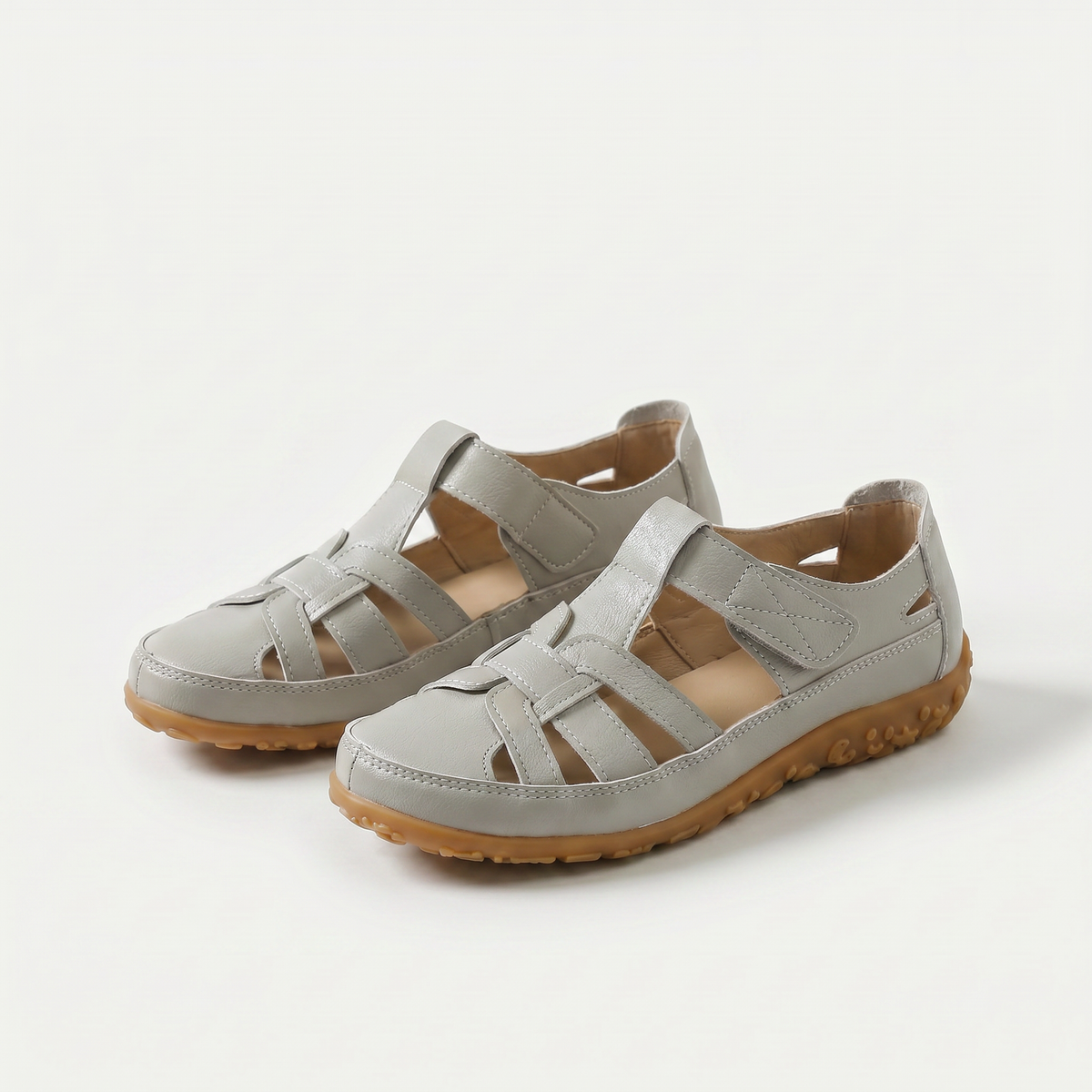 Phyllis – Light Grey Orthopaedic Woven Strap Comfort Sandals