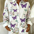 Dahlia | Women's Butterfly Print Button Shirt