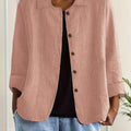 Bernice | Women's Dusty Pink Relaxed Textured Button-Front Blouse